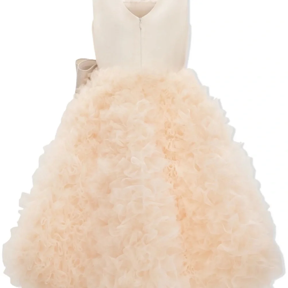 Tulleen Girls Elegant Cream Ruffled Dress